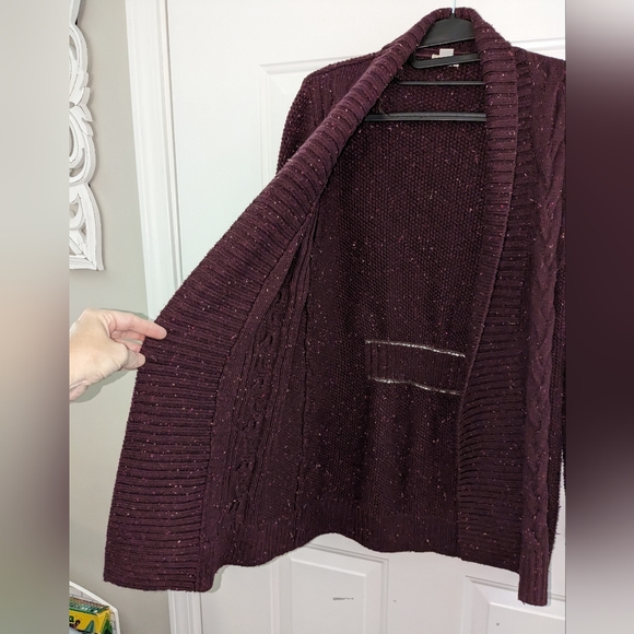 L.L.Bean Classic Ragg Sweater, Open Cardigan Deep Purple Ladies Small EUC - Picture 8 of 11